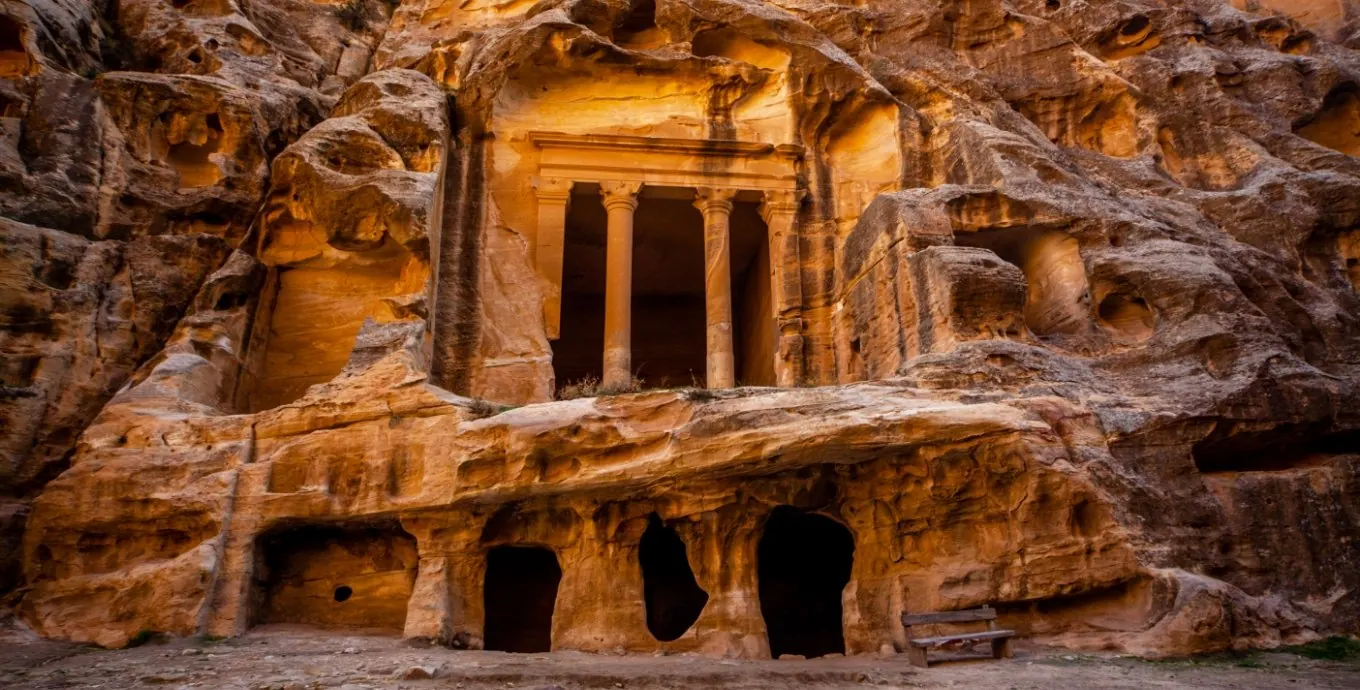 Carved royal tombs along Petra’s cliffs